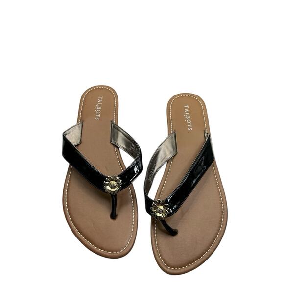 Talbots Sandals Flip Flop Slip On Casual Toe Post Open Toe Women’s Sz. 10 Black - Picture 6 of 11